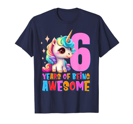 6 Years Old Unicorn Cute Sixth Birthday Party Girls & Boys T-Shirt