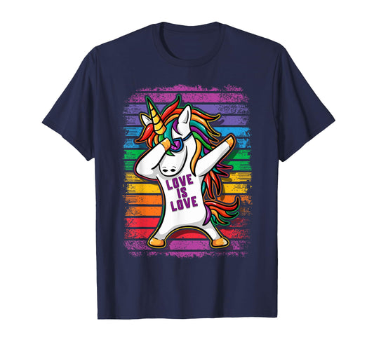 Gay Pride Dabbing Unicorn Love Is Love T-Shirt