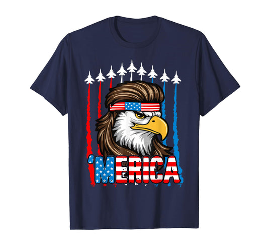4th Of July Merica USA Flag Bald Eagle Patriotic Fighter Jet T-Shirt for Women Kids Men