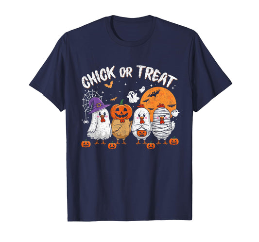 Funny Chick Or Treat Halloween Witch Spooky Chicken T-Shirt