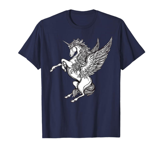 Victorian Unicorn Tshirt - Magic Fairy Pegasus Engraving Tee T-Shirt