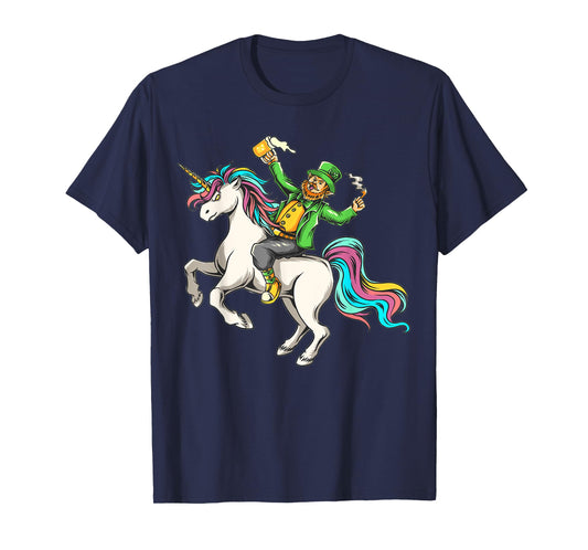 Leprechaun riding a Lepricorn Unicorn St Patricks Day T-Shirt
