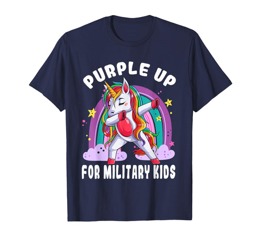 Awareness Month Purple Up Military Child Purple-Up Unicorn T-Shirt