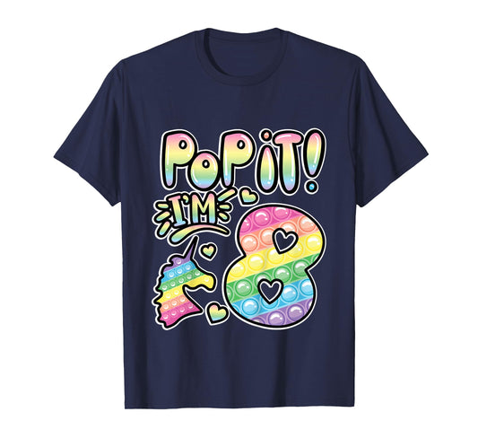Pop It 8th Birthday Girls Boys 8 Years Old Fidget T-Shirt