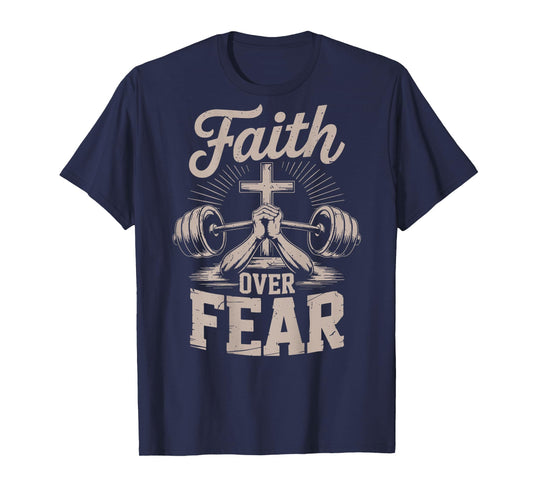 Men's Faith Over Fear Christian Workout Gym Jesus Christ T-Shirt