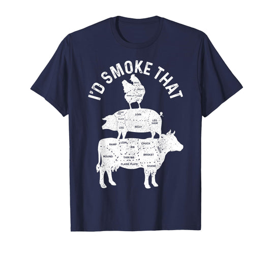 Chef Butcher BBQ I'd Smoke That Pork Beef Funny Father's Day T-Shirt