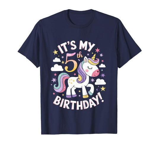 Kids It's My 5th Birthday Unicorn 5 Years Old Girl Birthday Party T-Shirt