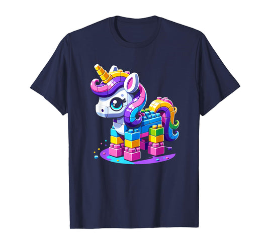 Block Building Unicorn Lover Master Builder Bricks T-Shirt