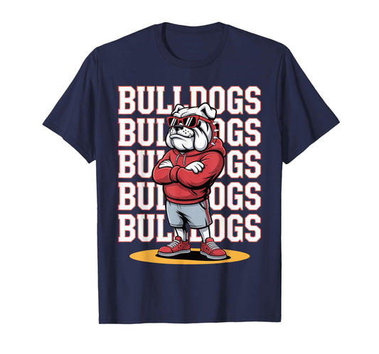 Retro Bulldog Mascot Style Sports Fan Men Women Boys Girls T-Shirt