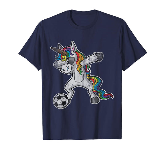 Unicorn Girls Soccer Player Dabbing Mom Kids Women T-Shirt