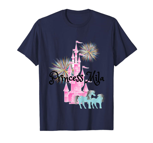 Kids Princess Mila Name Girls Personalized Custom T-Shirt