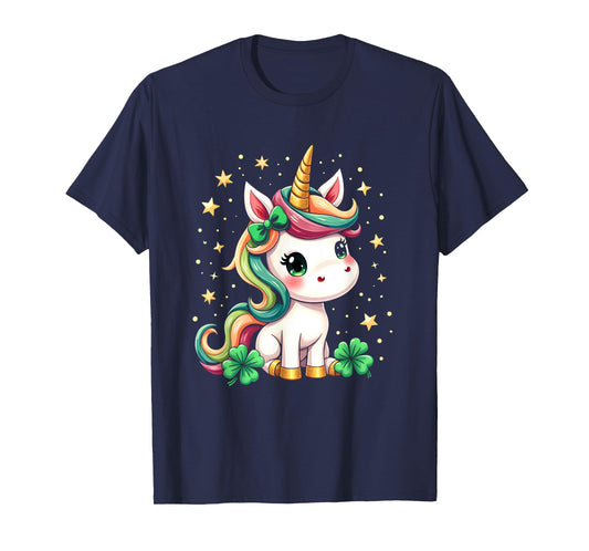 Cute Unicorn Shamrock St Patricks Day Lepricorn Girls Kids T-Shirt