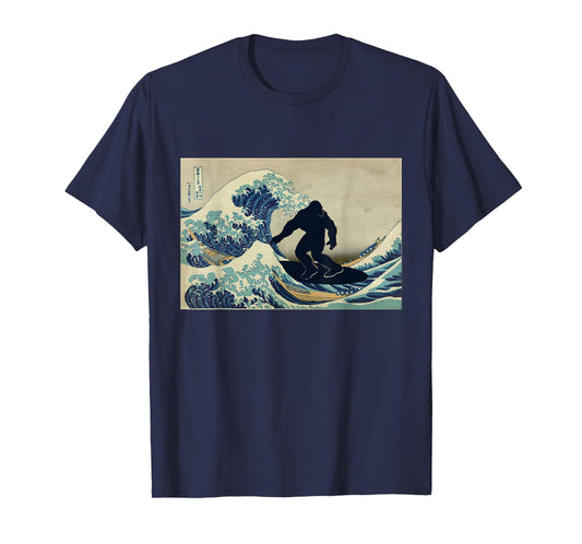 bigfoot surfing great wave off Kanagawa T-Shirt