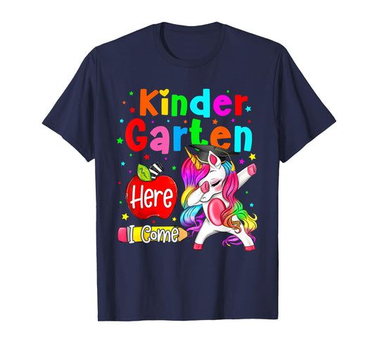 Kindergarten Here I Come Unicorn Girls Kids Back To School T-Shirt