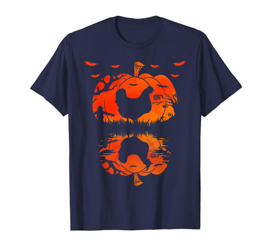Chicken Silhouette Pumpkin Halloween Funny Chicken Witch T-Shirt