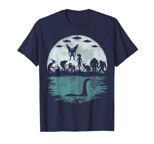 Bigfoot Loch Ness Monster Mothman And Aliens Funny Cryptid T-Shirt
