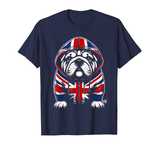 Bulldog UK British Flag England T-Shirt for Men Women Kids