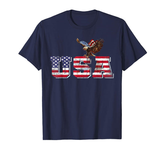 USA American Flag Patriotic 4th of July Eagle For Men Women T-Shirt