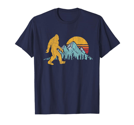 Retro Bigfoot Silhouette Mountain Sun Believe! Graphic T-Shirt
