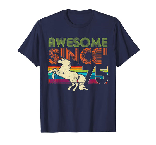 Awesome Since 1975 45th Birthday Vintage Unicorn Rainbow T-Shirt