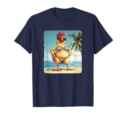 Awesome Chicken in Beach Bikini for Funny Man and Woman T-Shirt