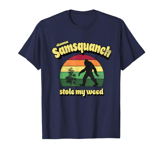 Damn Samsquanch Stole My Weed Retro Vintage 70's Style T-Shirt
