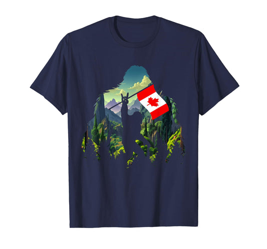 Bigfoot Lover Camper Maple Leaf Canadian Flag Canada Day T-Shirt