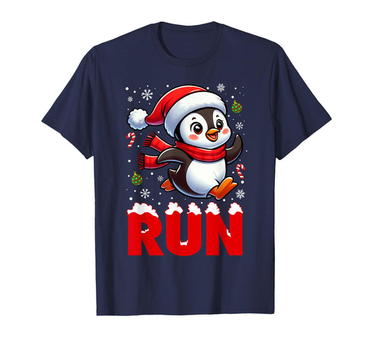 Penguin Running Cross Country Penguin Runner Christmas T-Shirt