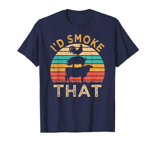Funny BBQ I'd Smoke That Barbecue Retro Grilling T-Shirt