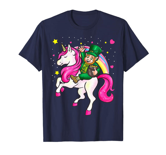 St Patricks Day Kids Leprechaun Irish Unicorn Girls Womens T-Shirt