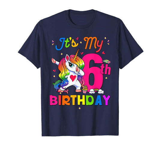 6 Years Old Unicorn It's My 6th Birthday Girl Party T-Shirt