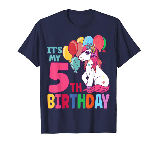 It's My 5th Birthday Unicorn Boys Girls Kids Birthday T-Shirt