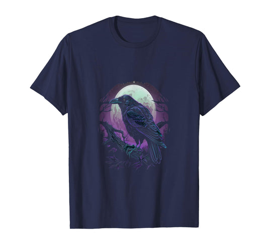 Full Moon Crow Raven Flying Bird Halloween T-Shirt
