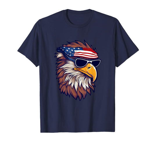 Bald Eagle With USA Bandana Cool 4th of July Patriotic Women Kids Men T-Shirt