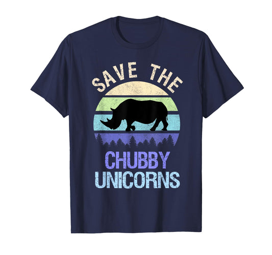 Vintage Sunset Save The Chubby Unicorns Fat Rhino T-Shirt