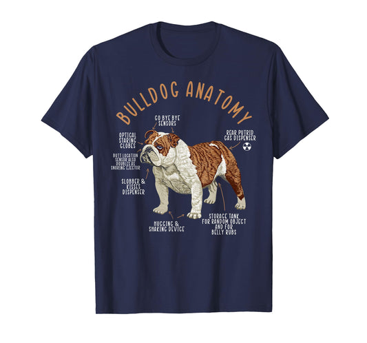 English Bulldog Anatomy Dog Biology Dog Lover T-Shirt