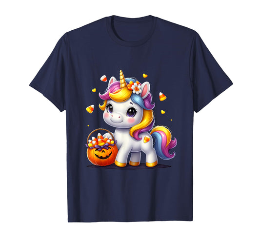 Unicorn Candy Corn Halloween Unicorn Gift For Girls Kids T-Shirt