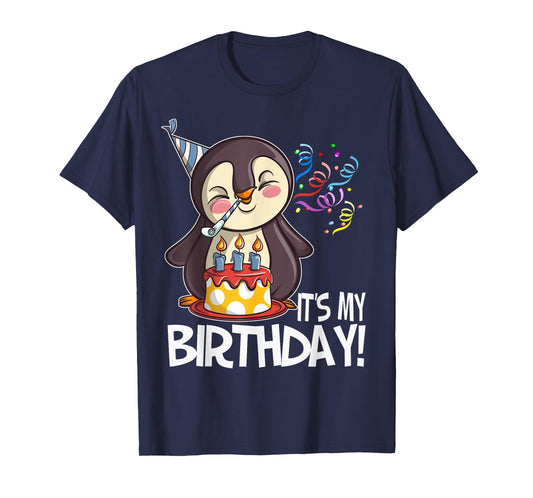 It's My Birthday Penguin T Shirt Gift for Girls Boys Adults T-Shirt
