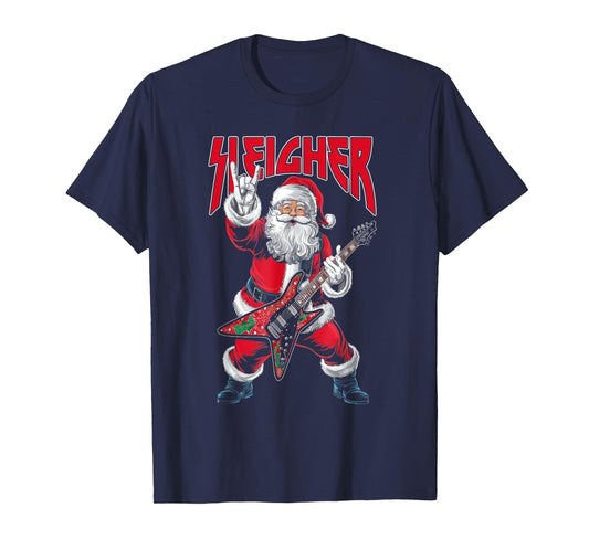 Christmas Sleigher Santa Rock Xmas Rocker Men Women Kids Boy T-Shirt