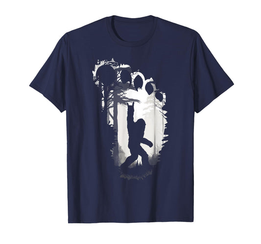 Bigfoot Rock On in The Forest Funny Sasquatch Footprint Meme T-Shirt