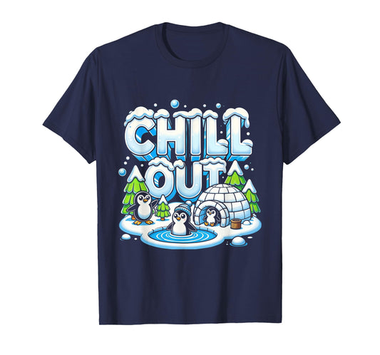 Antarctica Penguin Chill Out Shirt Cute Winter Penguin Igloo T-Shirt