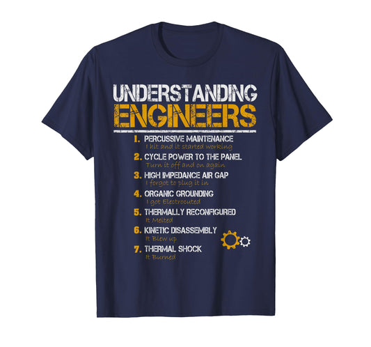 Understanding Engineers Tees Unisex-Adults Black Small Straight Vintage Engineering T-Shirt