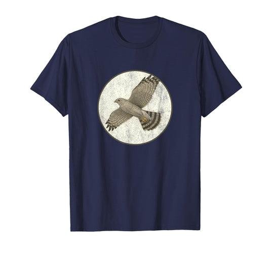 Colorful Retro Gray Hawk Bird Design T-Shirt