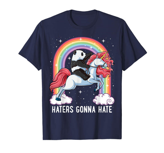 Panda Riding Unicorn Funny Haters Gonna Hate Pandicorn Girls T-Shirt