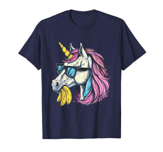 Banana Unicorn Portrait Artwork Banana Lover Bananas Fruit T-Shirt