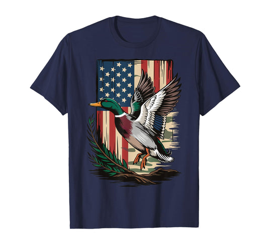 Duck American Flag Duck Hunting T-Shirt