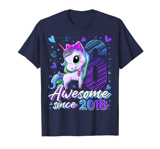 6 Years Old Flossing Unicorn Gifts 6th Birthday Girl Party T-Shirt