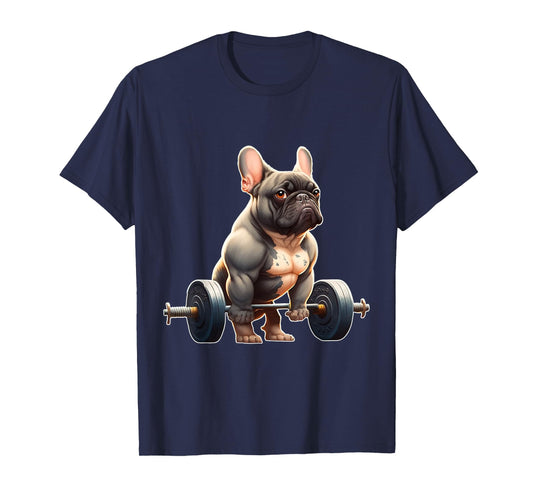 Funny French Bulldog Bodybuilding Gym Frenchie Weightlifter T-Shirt