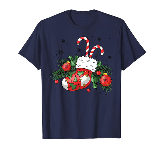 Funny Retro Merry Christmas Stocking Candy Cane Xmas Holiday T-Shirt