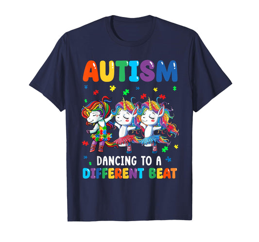 Autism Unicorn Dancing To A Different Beat Autism Awareness T-Shirt